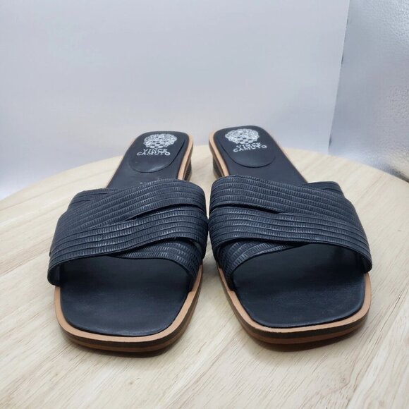 Vince Camuto Ydelle Crisscross Black Leather Slides Size size 8 M - Picture 5 of 8